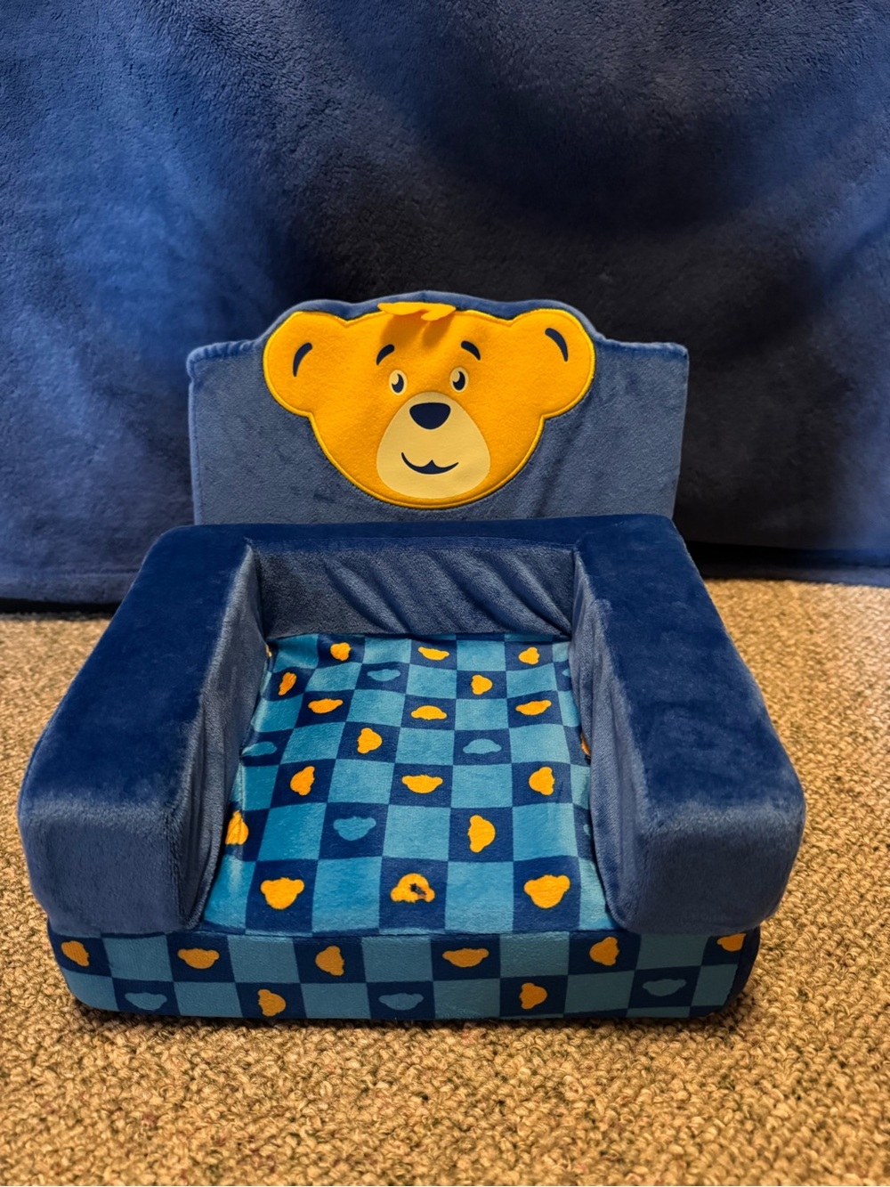Build-A-Bear:2019 Blue Bear Head Chair Bed Convertible Furniture (RETIRED)